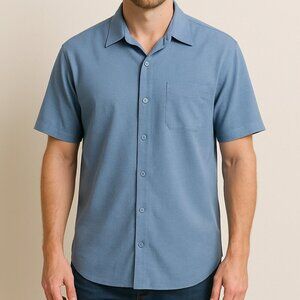 Mens Quicksilver Blue S/S Casual Button Down Shirt Size: L